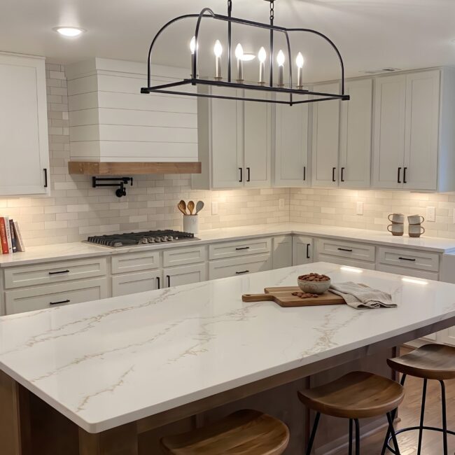 White Kitchen and Stained Island