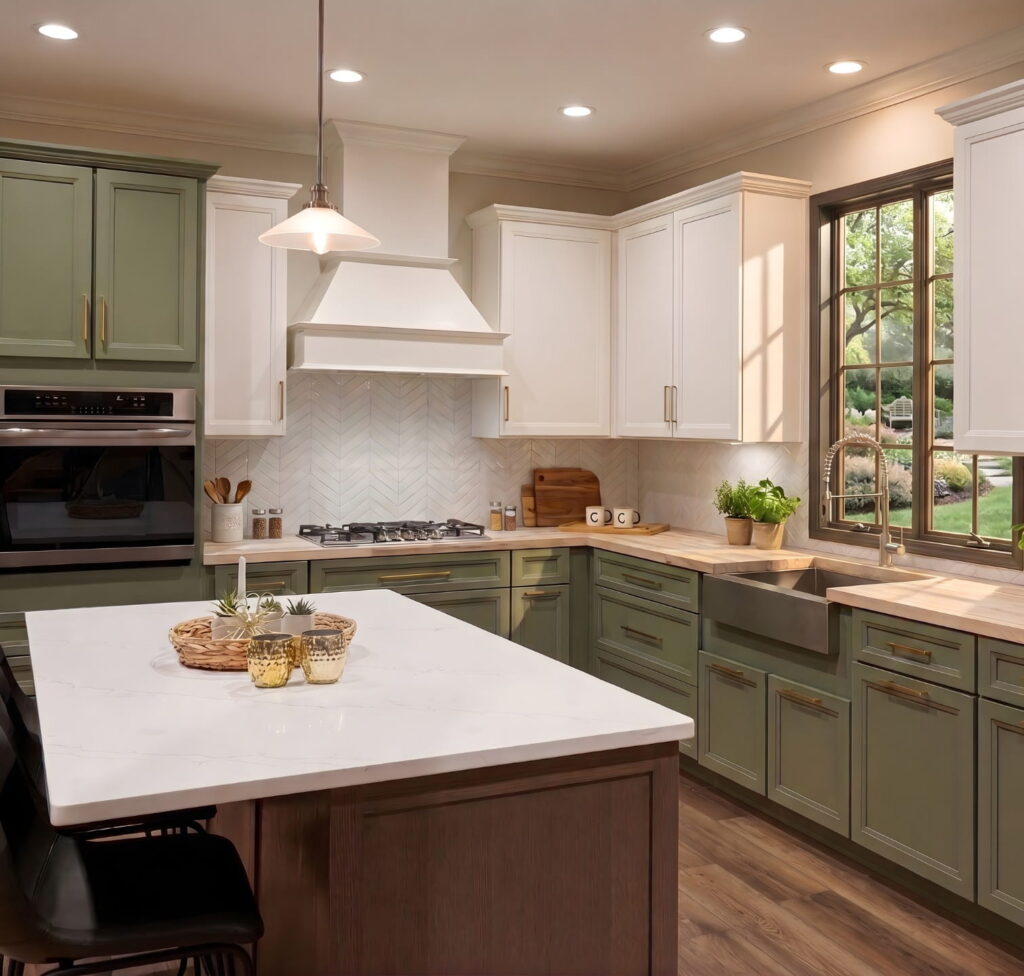 White and Jade Green Kitchen Cabinets Rank Among 2026 Cabinet Style Trends