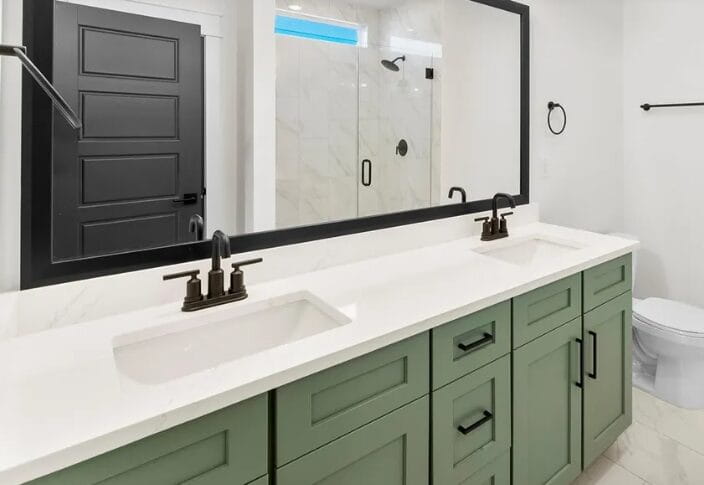 Durable Cabinet Finishes for Southern Homes and Humid Climates (Buffalo-Builders-Jade-Bath)